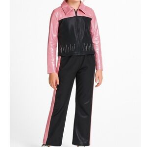 Girls Dance, Tap, Gymnastics, Cheer, Performance outfit pink/black zip jacket LG